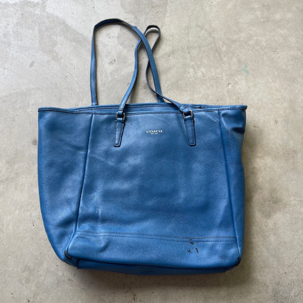 Coach Metro Tote Blue Crossgrain Leather Shoulder Bag 23821 Mens Womens